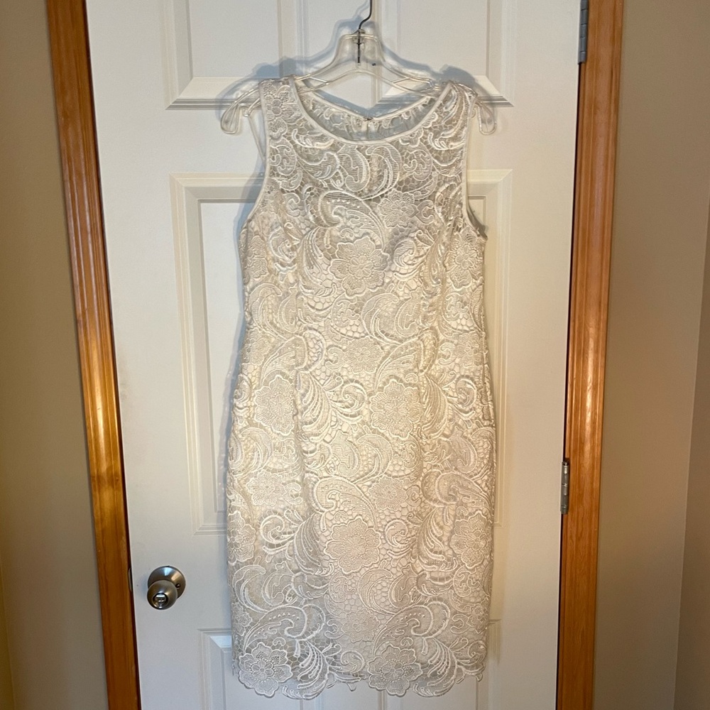 Adrianna Papell white lace dress sz 12
